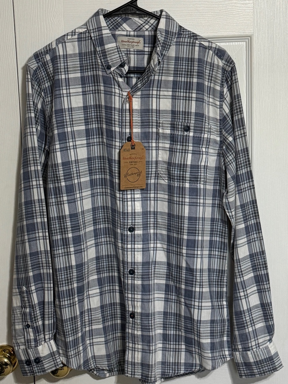 Weatherproof Men's Navy & White Plaid Button-Down Shirt